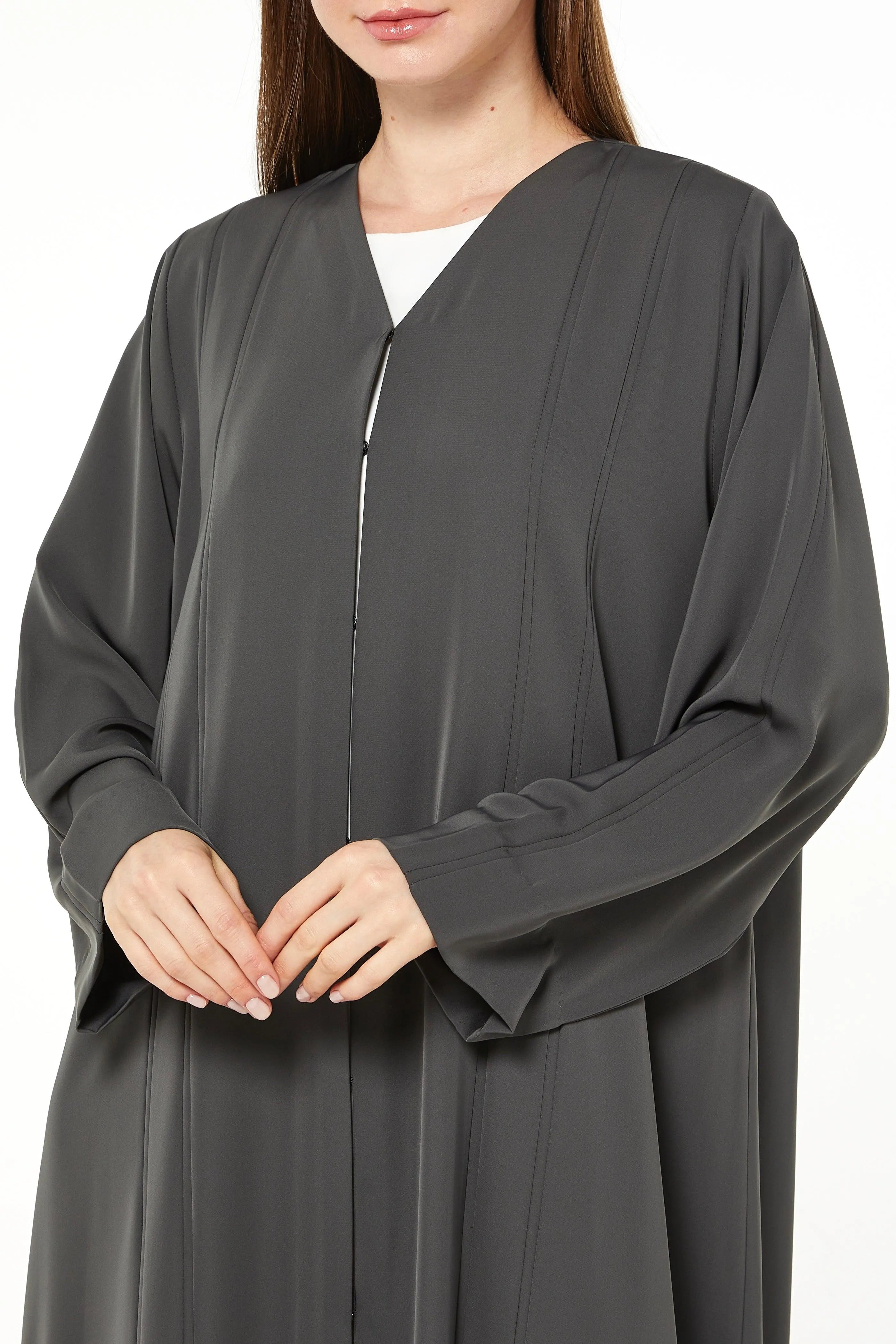 Green Mario Crepe Abaya with Front Pleat - Posh Abaya