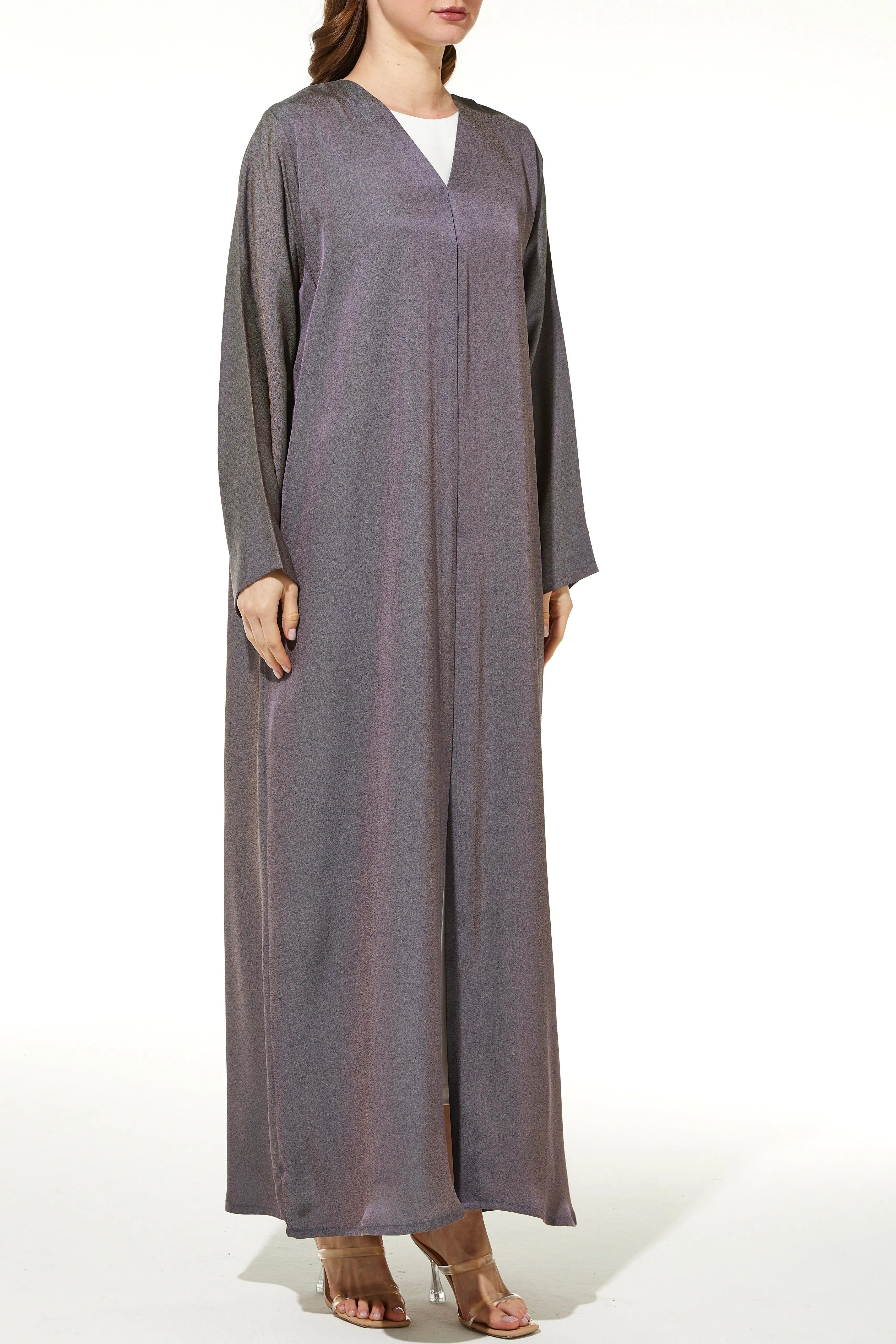 Purple Barfi Crepe Abaya with Dual Tone - Posh Abaya