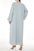 Blue Tokyo Crepe Abaya with Front Butterfly Embroidery - Posh Abaya