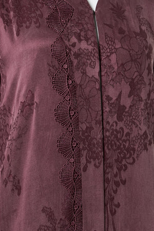 Maroon elisa cupro Abaya, Lace Detail