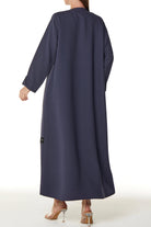 Grey Melanie Crepe Abaya with Assymetric Cut - Posh Abaya