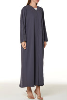 Purple Lavender Crepe Abaya with Asymmetric Pintucks - Posh Abaya