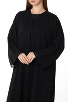 Floral Abstract Side Black Abaya - Posh Abaya