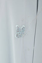Blue Tokyo Crepe Abaya with Front Butterfly Embroidery - Posh Abaya