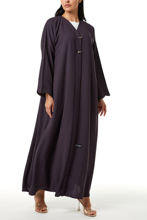 Purple Cool Crepe Abaya with Clean Minimal Design