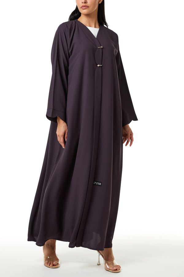 Purple Cool Crepe Abaya with Clean Minimal Design