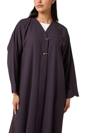 Purple Cool Crepe Abaya with Clean Minimal Design