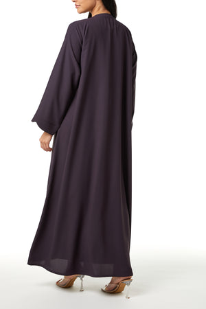 Purple Cool Crepe Abaya with Clean Minimal Design