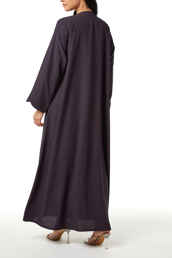 Purple Cool Crepe Abaya with Clean Minimal Design