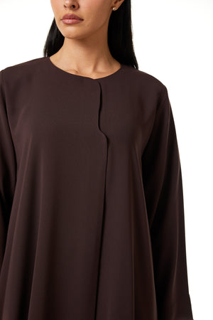 Brown Wave Crepe, Side Panel Beadwork Detail