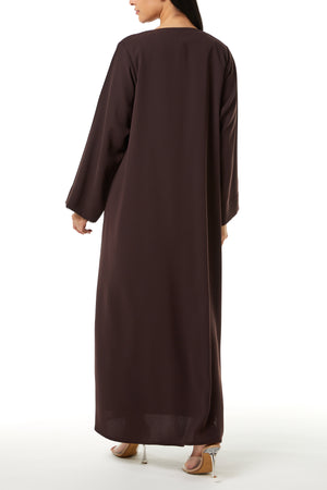 Brown Wave Crepe, Side Panel Beadwork Detail