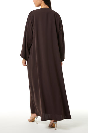 Brown Blanco Crepe, Front Panel Beadwork Detail