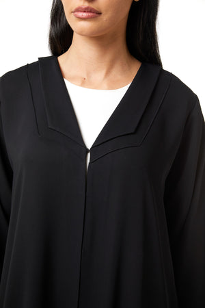 Black Layan Crepe, Sleeve Lace Detail