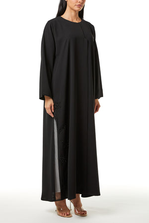 Black Aria Crepe, Side Panel Beadwork Detail