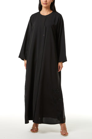 Black Aria Crepe, Side Panel Beadwork Detail