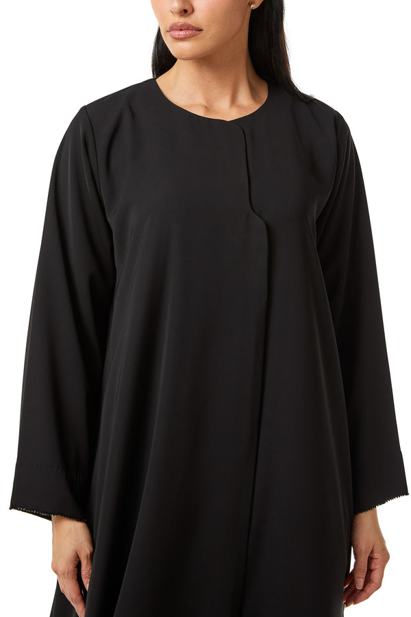Black Aria Crepe, Side Panel Beadwork Detail