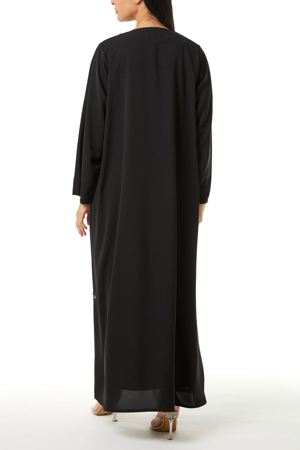Black Aria Crepe, Side Panel Beadwork Detail