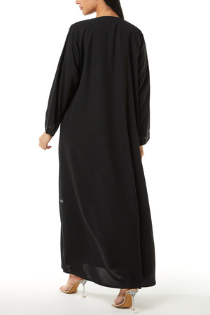 آريا كريب أسود بتطريز خرز أمامي