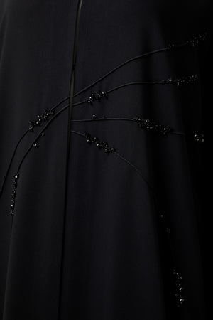 Black Lyra Crepe Abaya with Front Beadwork Detail