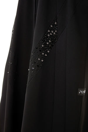 Black Jaime Crepe Custom Abaya, Front Beadwork Detail
