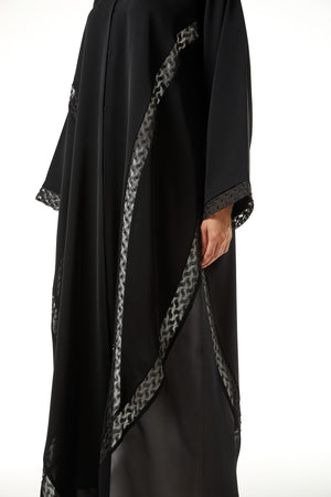 Black Royal Nada Custom Abaya, Side Beadwork