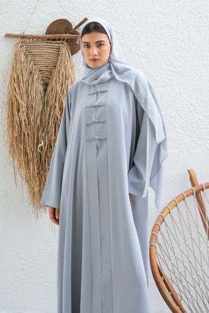Blue Bio Crepe Abaya with Minimal Design