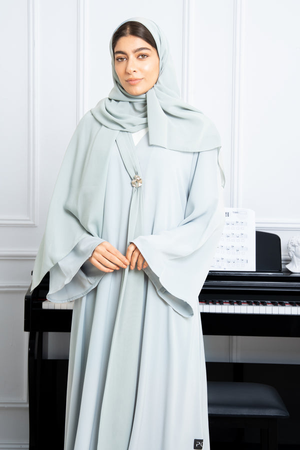 Green Joy Nada Abaya with Clean Finishing
