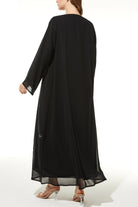 Chiffon Flare with Copper Bead Black Abaya - Posh Abaya