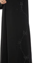 Black Salmi Nada Abaya with Flared Sleeves and Butterfly Embroidery - Posh Abaya