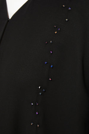 Black Lily Chiffon with Shiny Scattered Beadwork - Posh Abaya