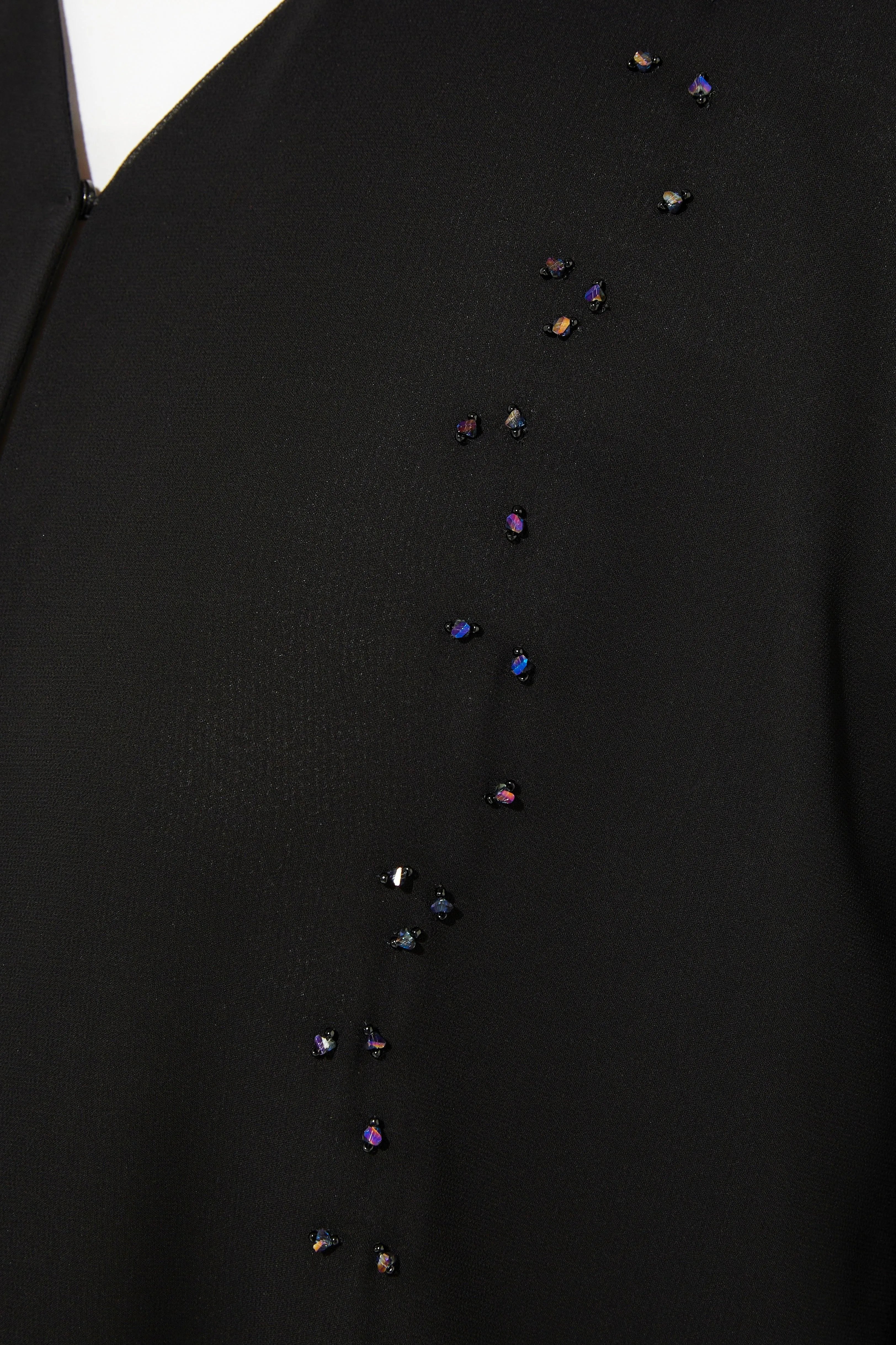 Black Lily Chiffon with Shiny Scattered Beadwork - Posh Abaya