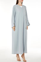 Blue Tokyo Crepe Abaya with Front Butterfly Embroidery - Posh Abaya