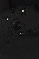 Black Kadi Crepe with Bead and Thread Work on Sides - Posh Abaya