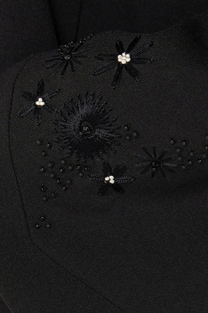 Black Kadi Custom Crepe with Bead and Thread Work on Sides