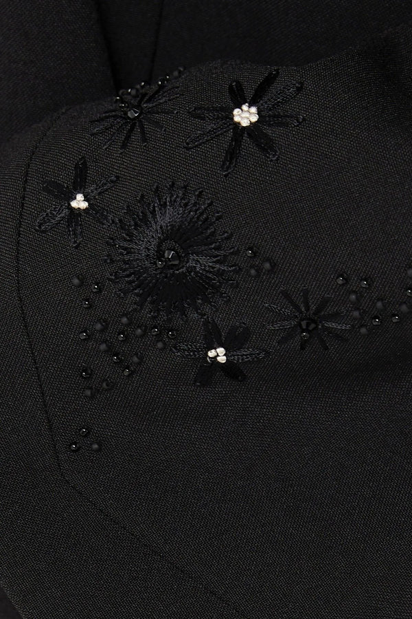 Black Kadi Custom Crepe with Bead and Thread Work on Sides