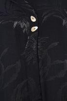 Black Flora Cupro Abaya with Front Overlap Detail - Posh Abaya
