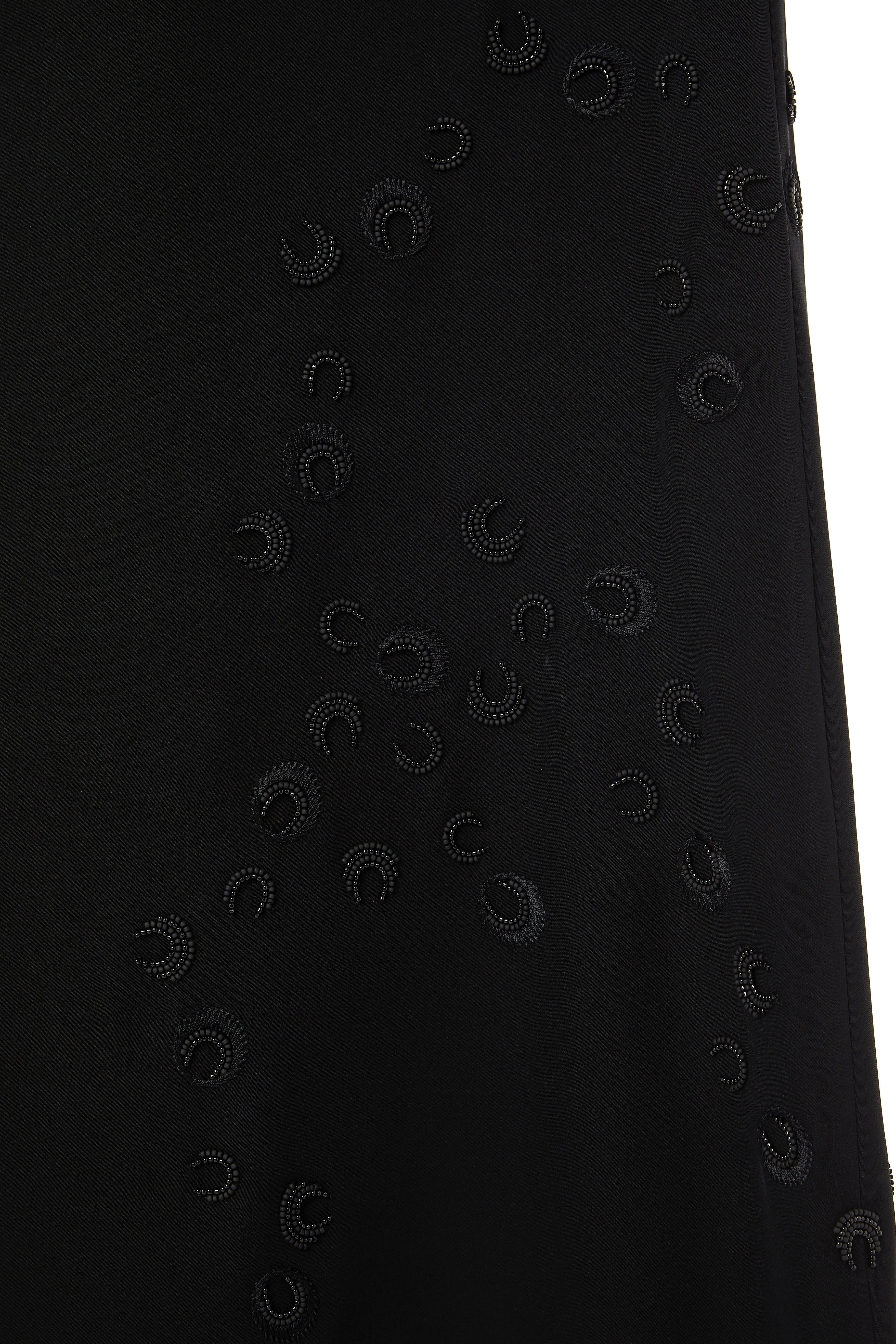 Black Farasha Crepe Abaya with Front Scattered Beadwork - Posh Abaya