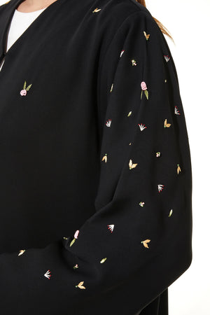 Bead & Bloom Crepe Custom Black Abaya