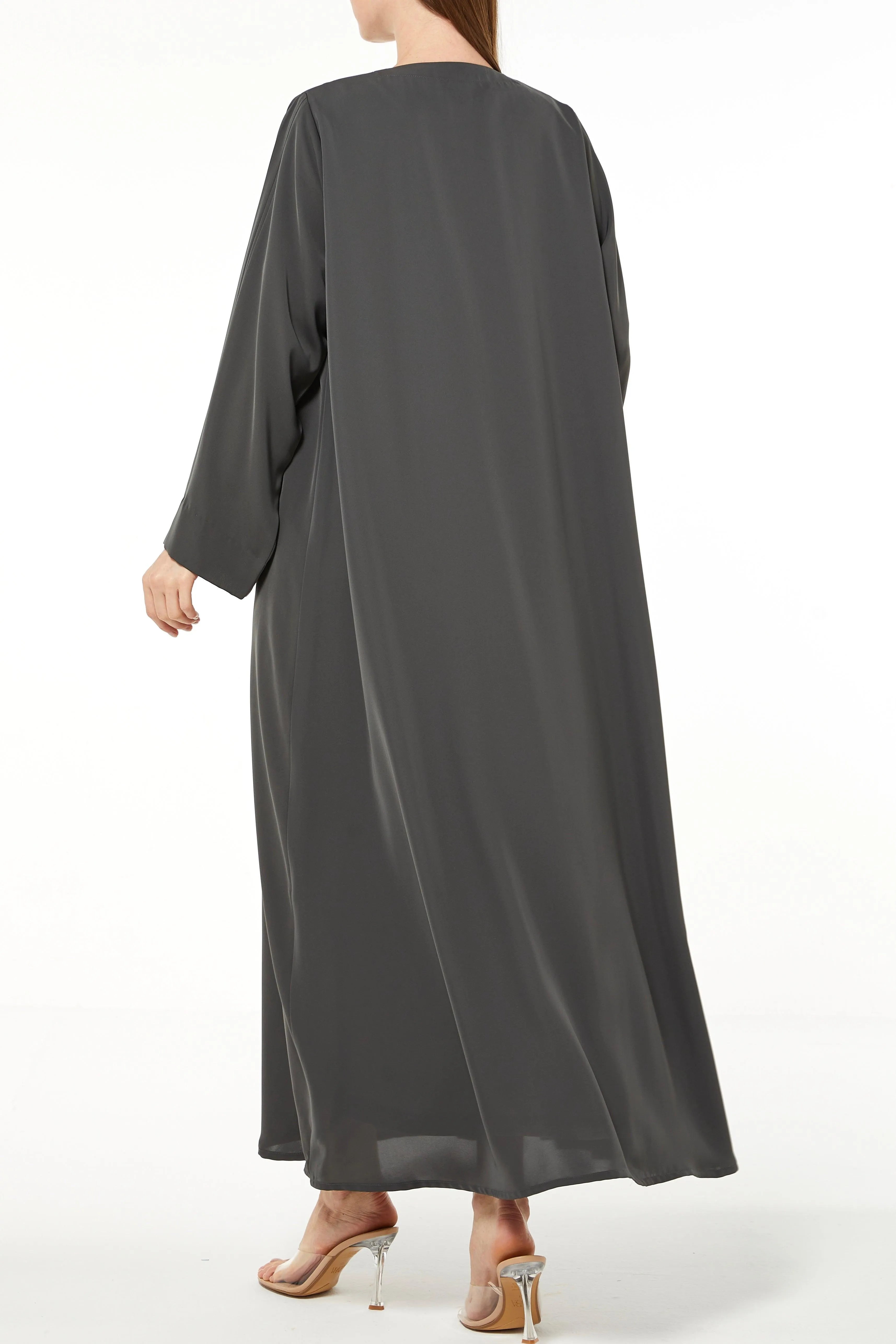 Green Mario Crepe Abaya with Front Pleat - Posh Abaya