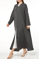 Green Mario Crepe Abaya with Front Pleat - Posh Abaya
