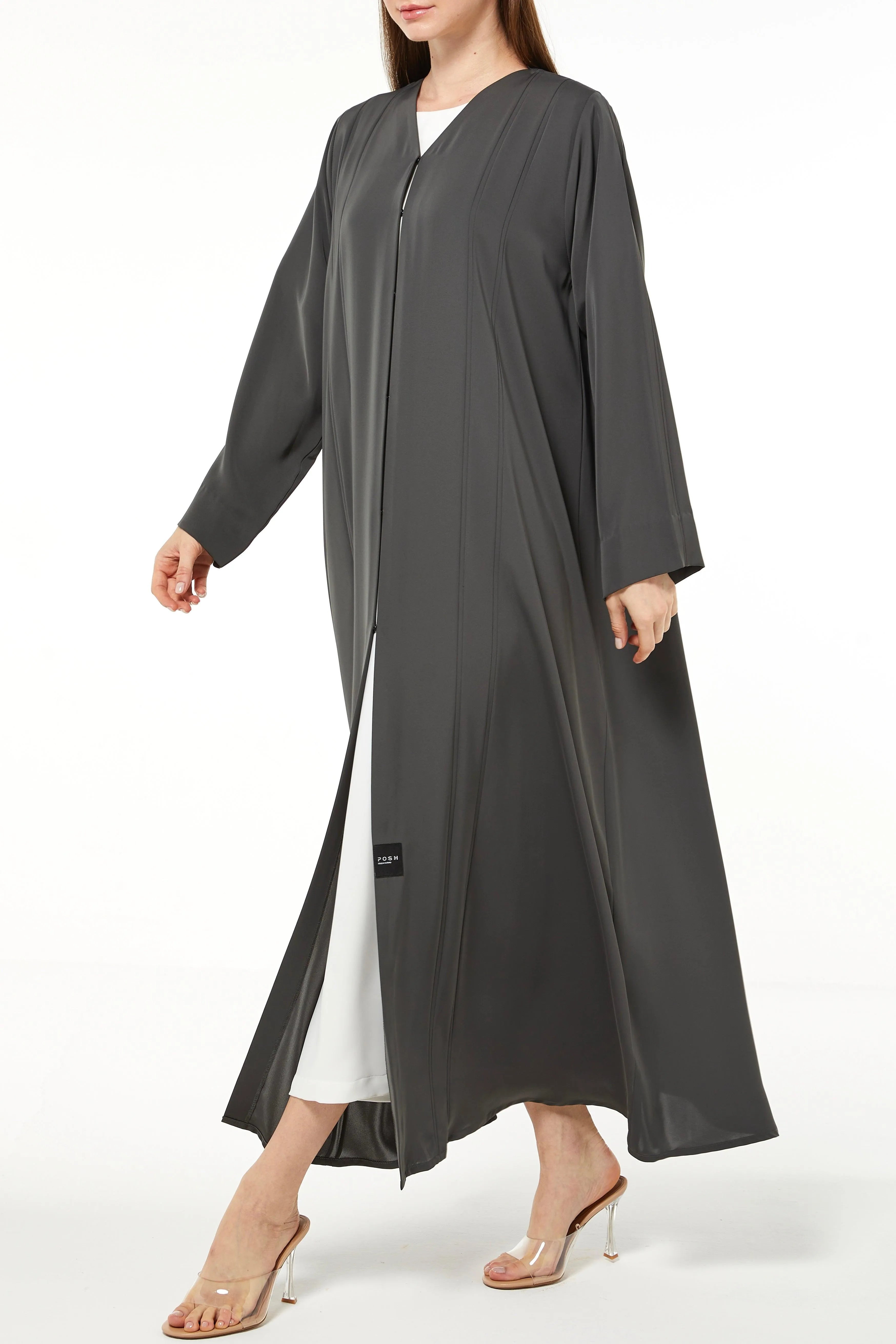 Green Mario Crepe Abaya with Front Pleat - Posh Abaya
