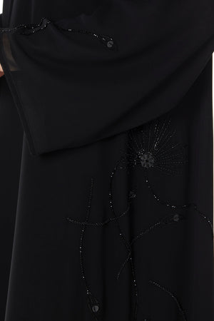 Beaded Bloom Black Custom Abaya