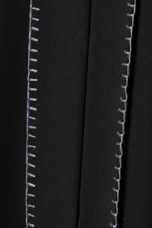 Black Nova Crepe Abaya with Front Stitch Collar - Posh Abaya