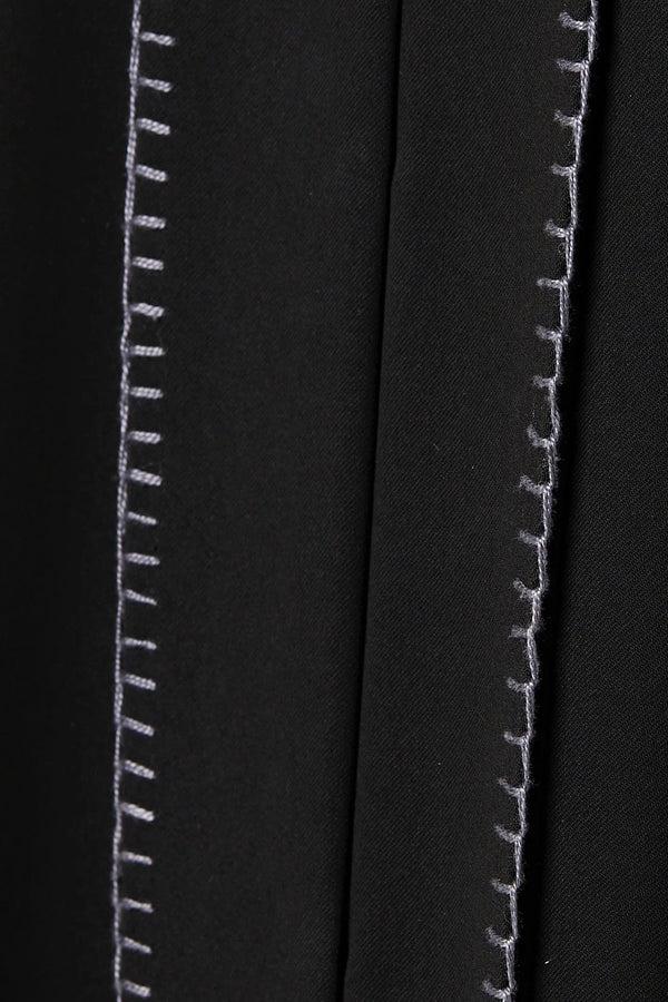 Black Nova Crepe Abaya with Front Stitch Collar - Posh Abaya