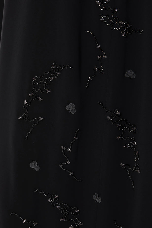 Floral Abstract Side Black Custom Abaya