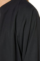 Black Cool Crepe Abaya with Side Shiny Satin - Posh Abaya