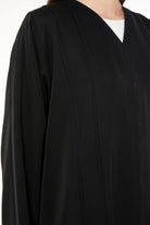 Black Mario Crepe Abaya with Front Pleat - Posh Abaya