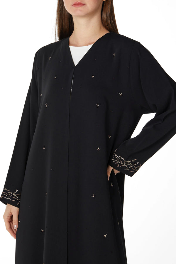 Sleeve Embellished Black Custom Abaya