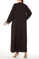 Soft Crepe Loop Detail Brown Abaya - Posh Abaya