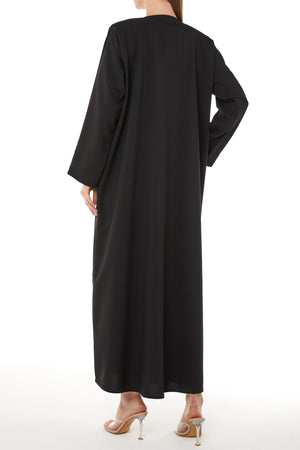Black Kadi Custom Crepe with Bead and Thread Work on Sides